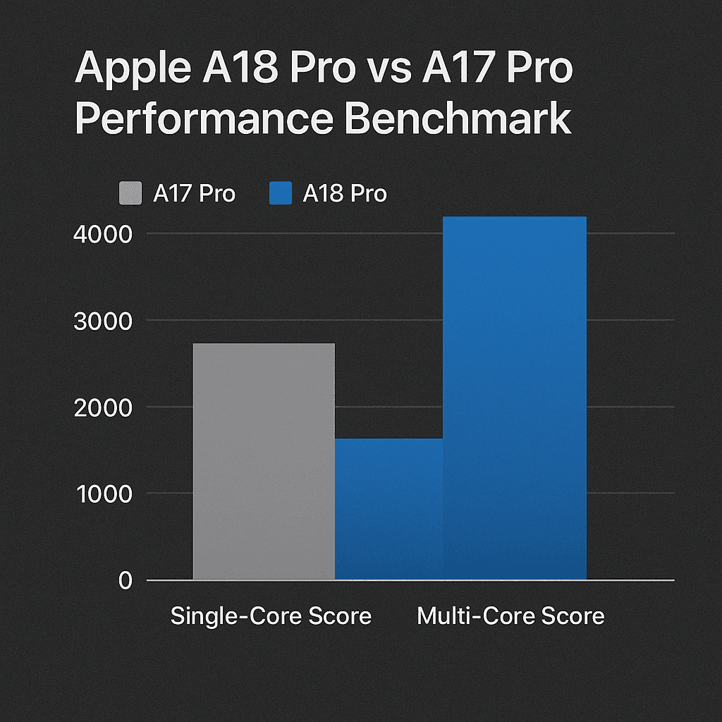 Apple A18 Pro specs vs A17 Pro performance benchmark chart