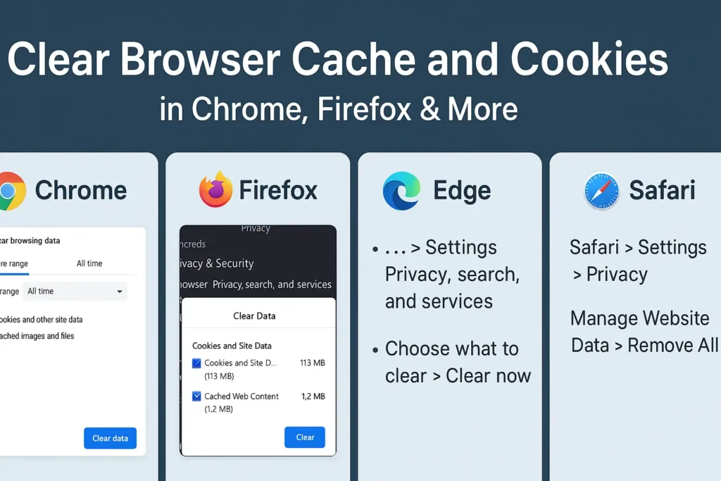 Clear browser cache and cookies
