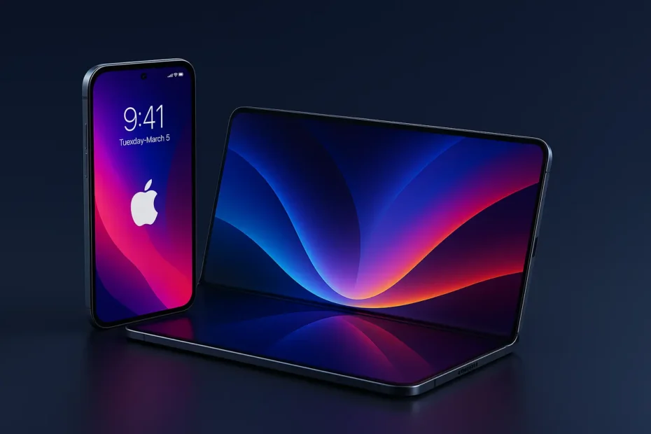 Concept image of Apple foldable iPhone with inner and outer displays
