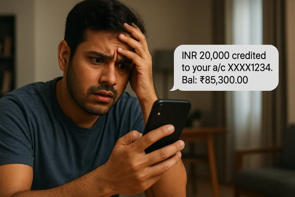 Scammer sending fake bank SMS to trick person into refunding money