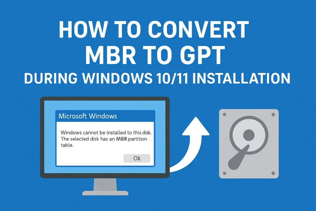 Step-by-step guide to convert MBR to GPT during Windows 10/11 installation with Diskpart
