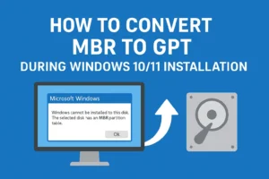 Step-by-step guide to convert MBR to GPT during Windows 10/11 installation with Diskpart
