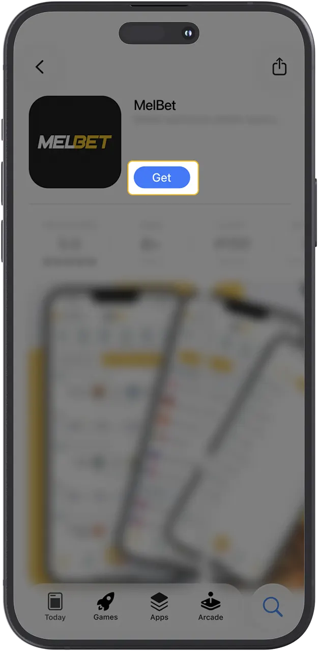 Save the MelBet app for iOS to your device from the official site.