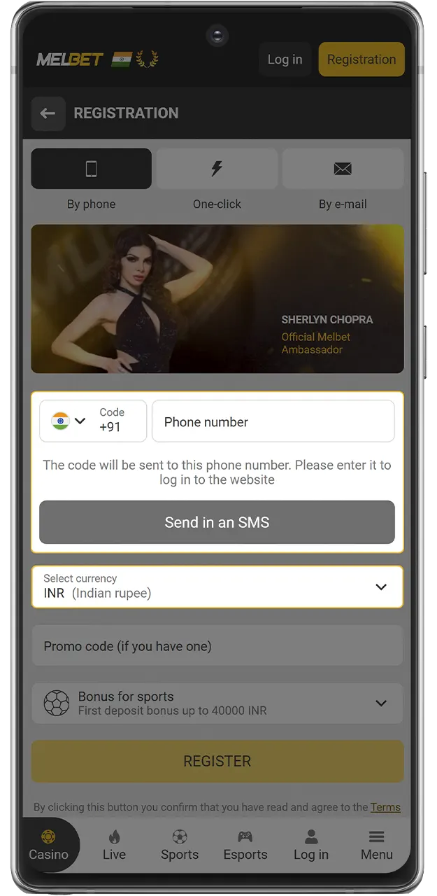 Provide your basic information to complete your MelBet registration.