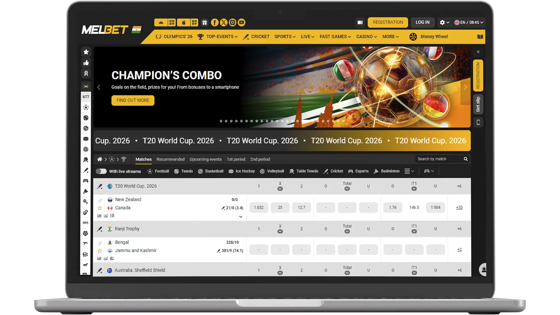 Access the full range of gaming and betting features at MelBet India.