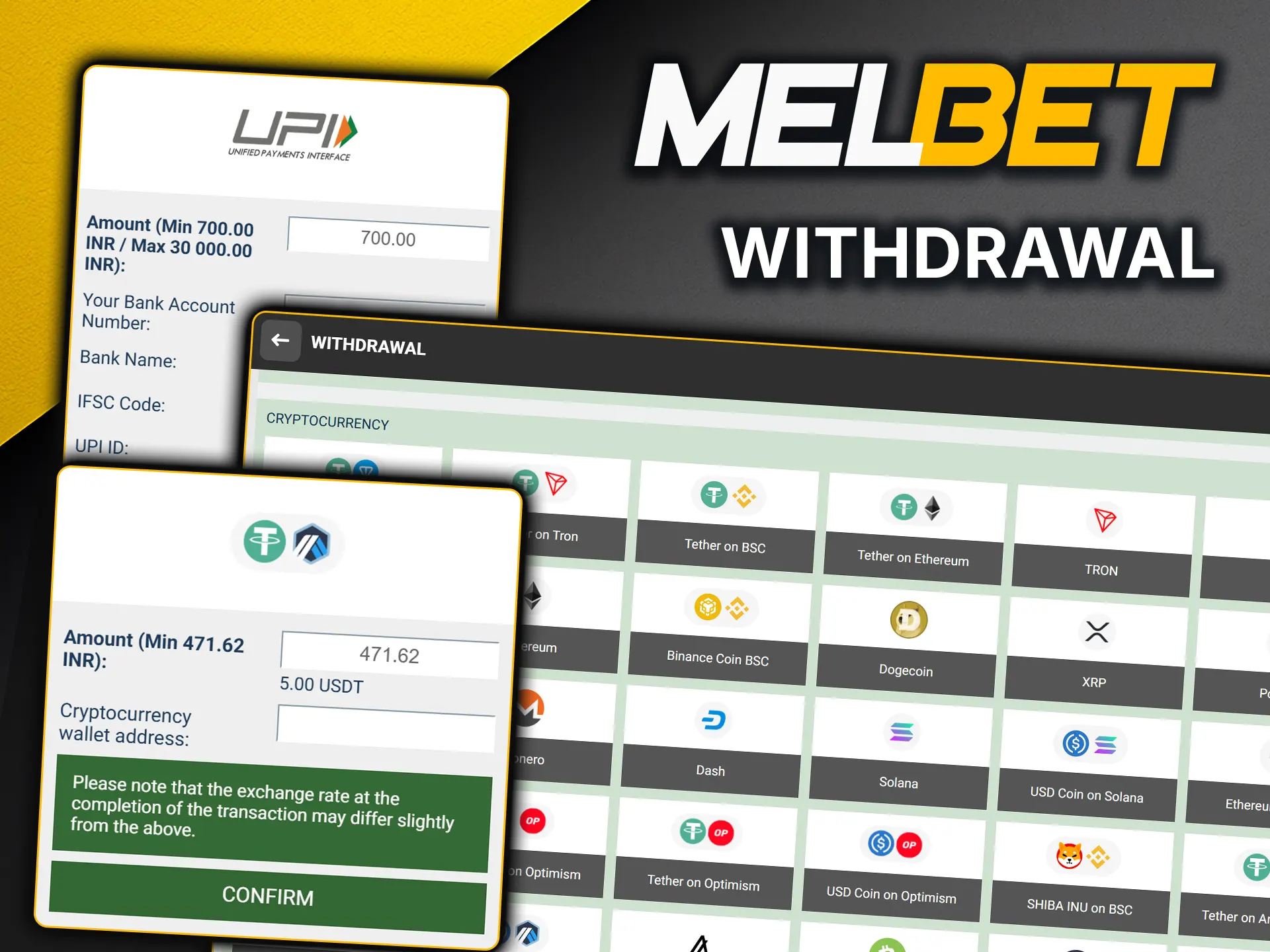 Withdraw your winnings with MelBet.