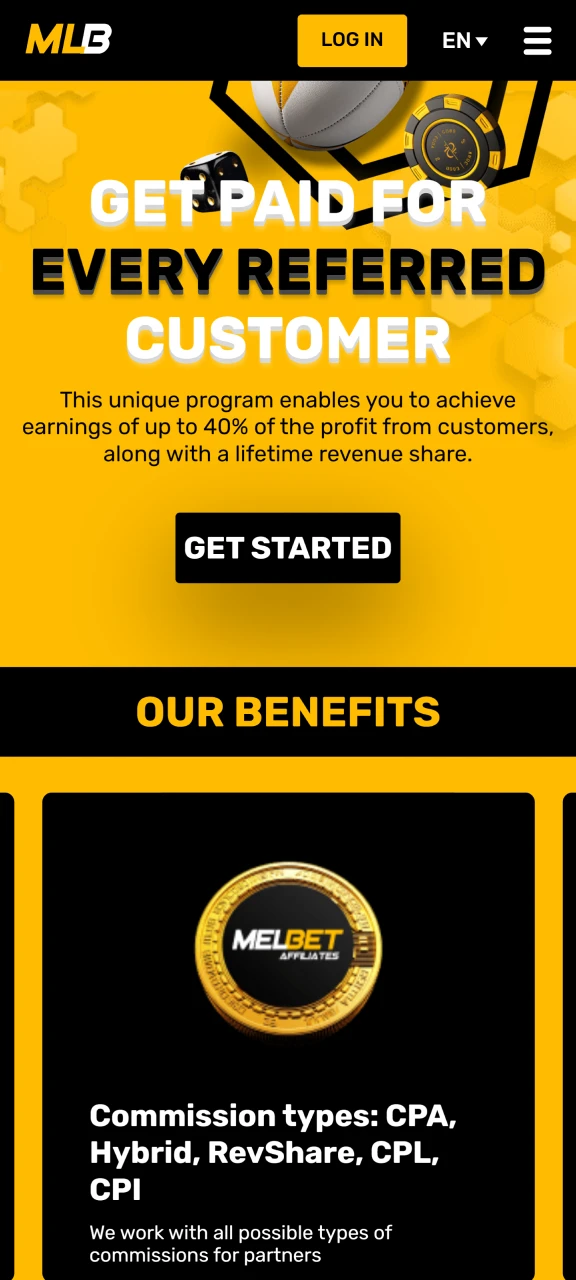 Open the official MelBet affiliate program page.