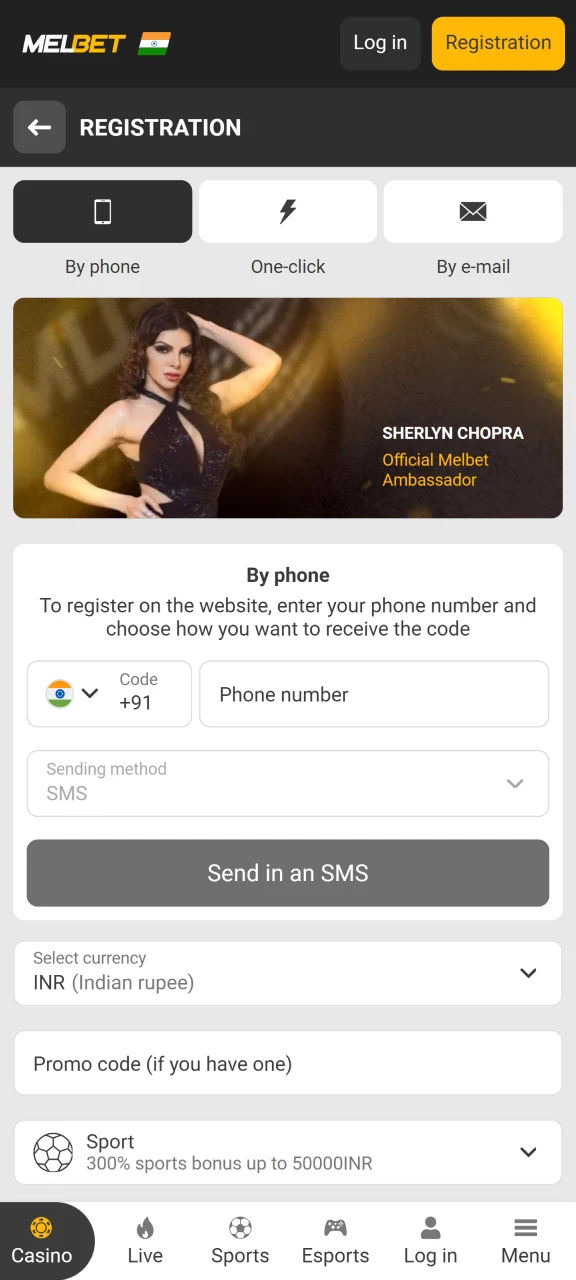 Enter your information in the MelBet registration form to create your account.