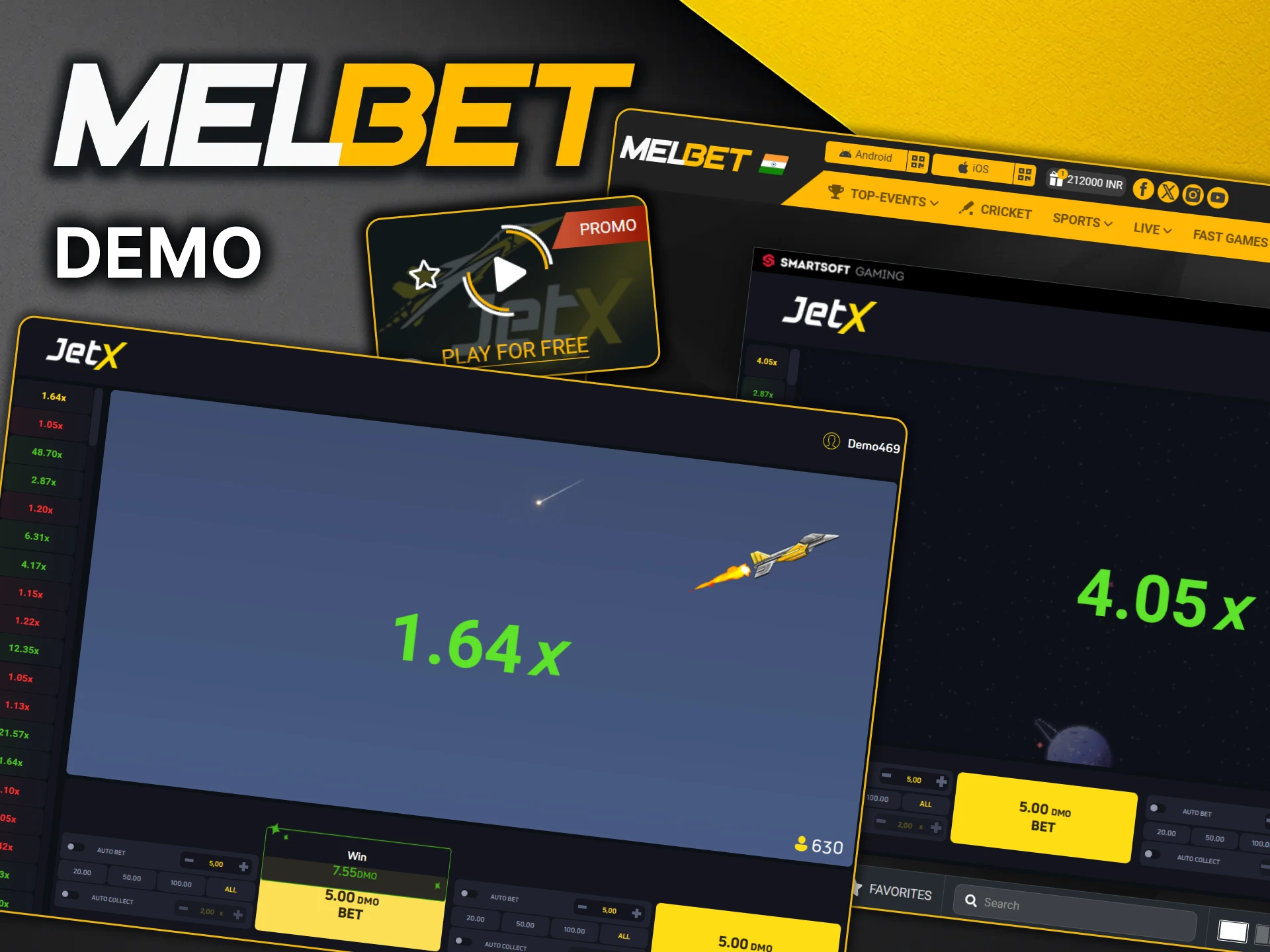 JetX demo mode is available at MelBet casino.