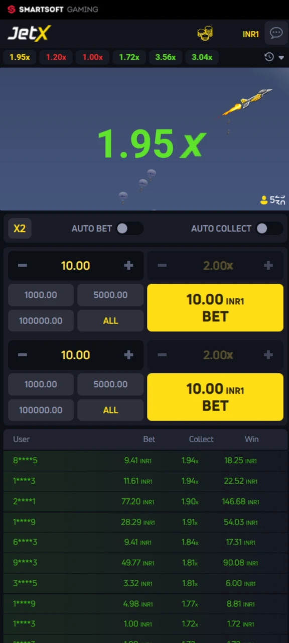 Choose a bet and start playing in the JetX game on the MelBet platform.