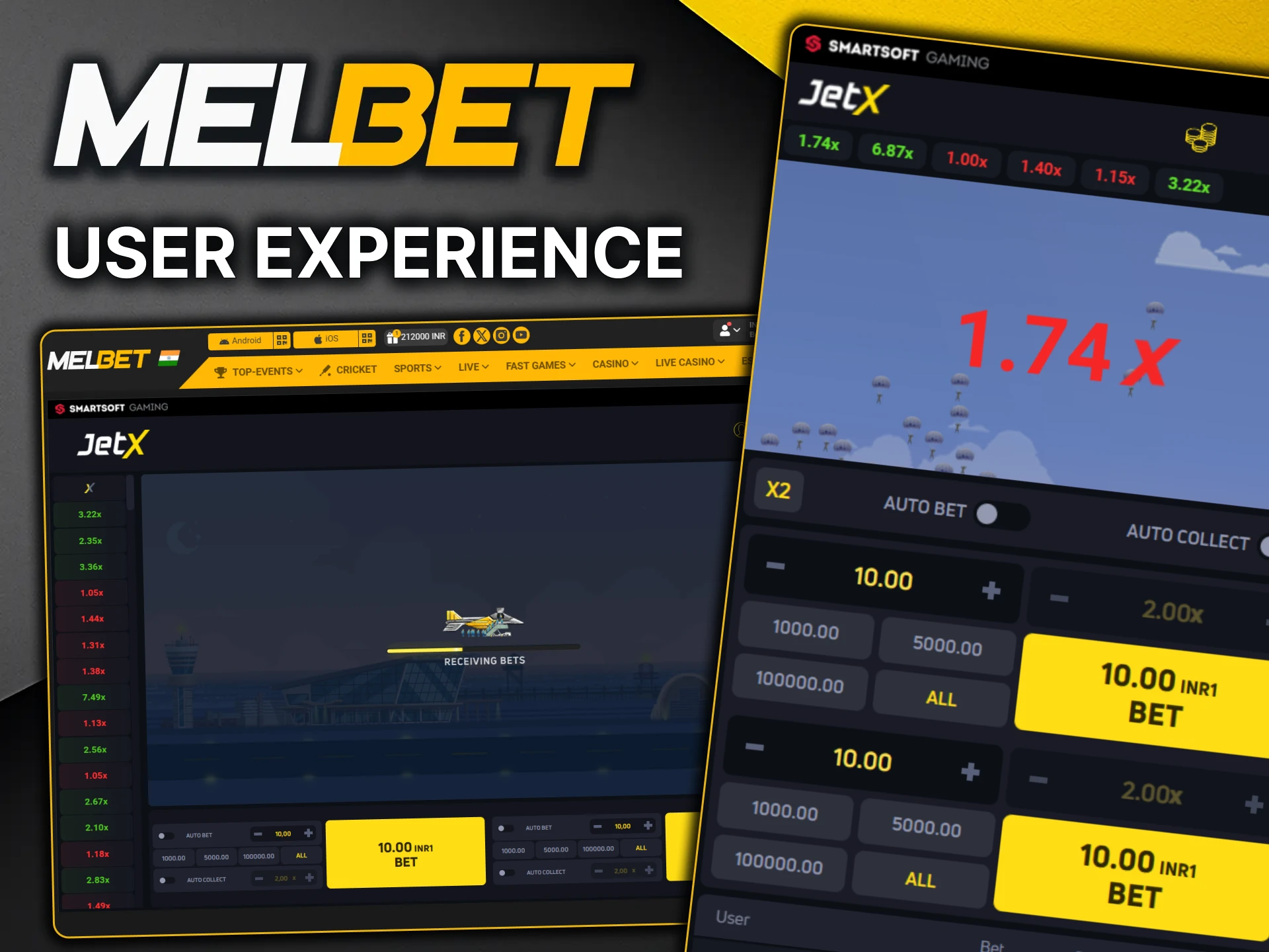 Check out the JetX user interface at MelBet.