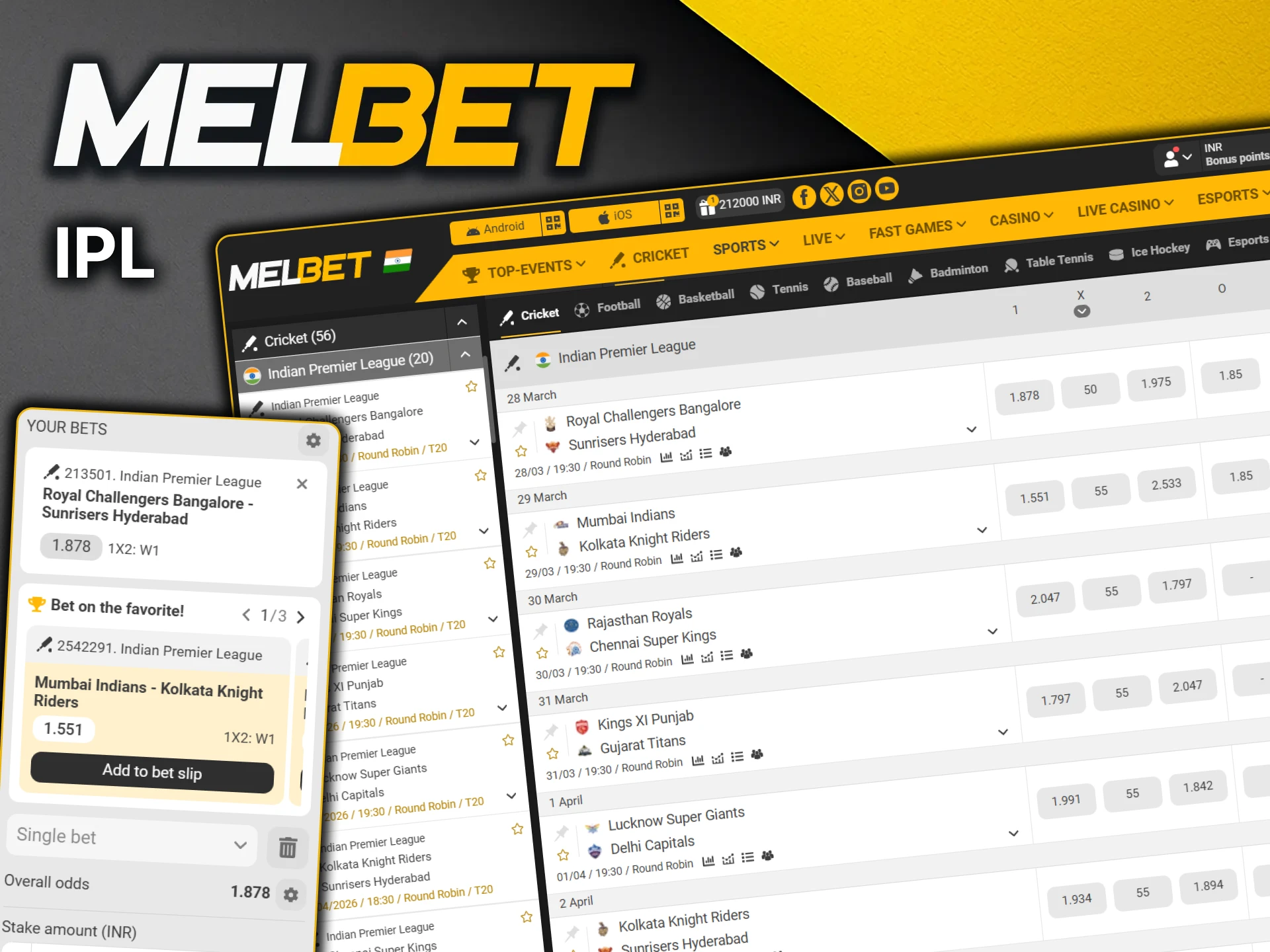 Start betting on IPL on the official MelBet website in India.