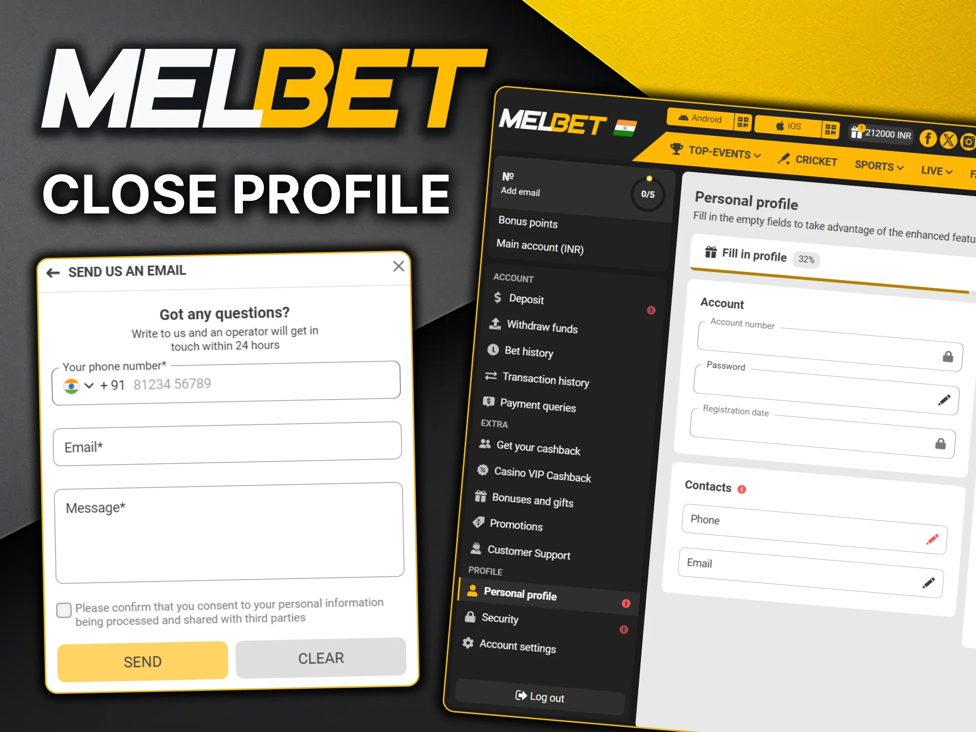 Learn how you can close your MelBet profile.