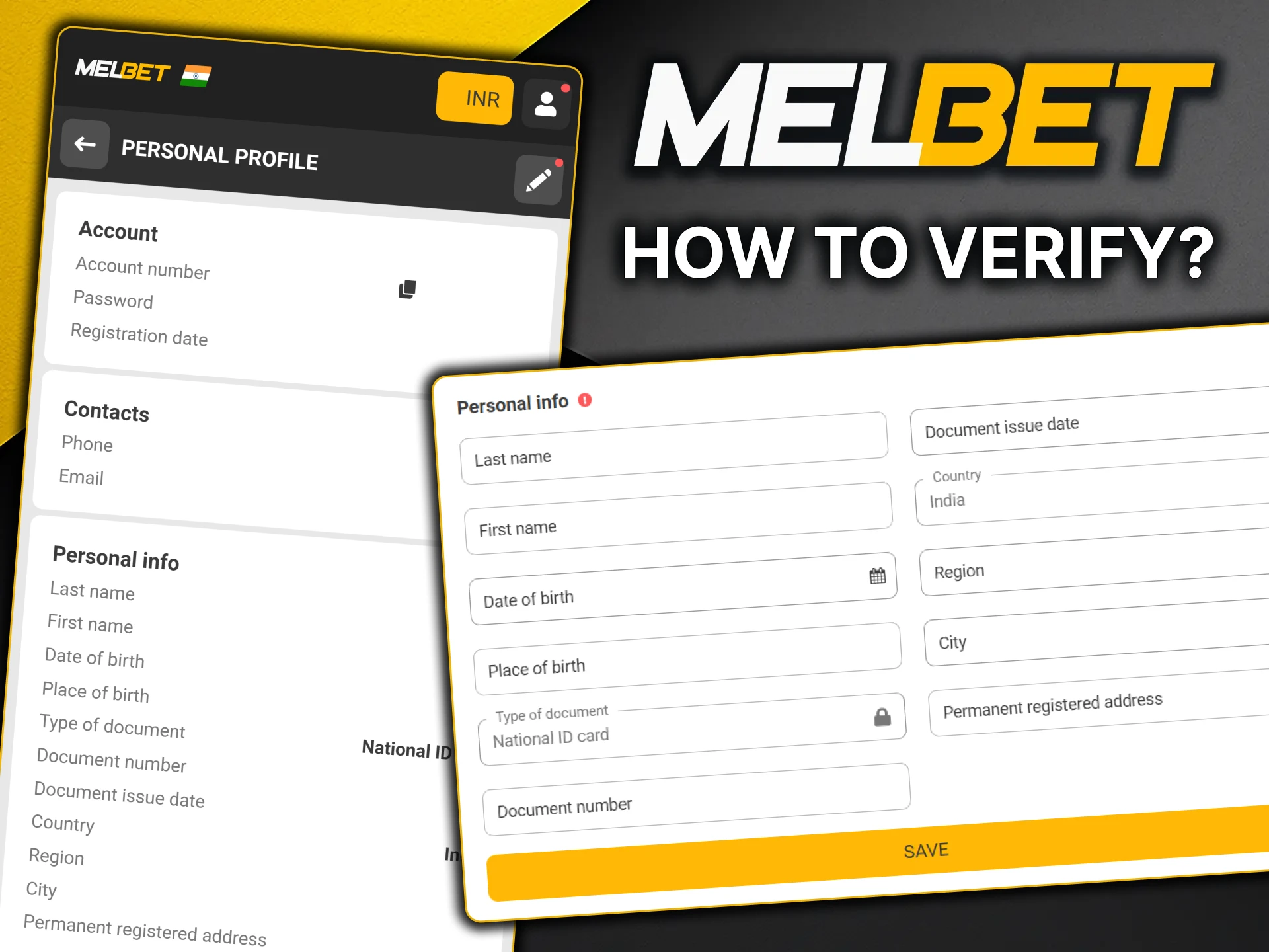 Verify your MelBet account by adding your address, documents, and all other necessary info.