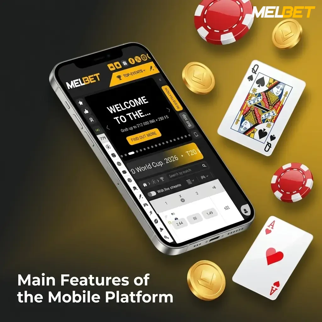 MelBet India mobile app features including live betting, secure transactions, and optimized casino gameplay.