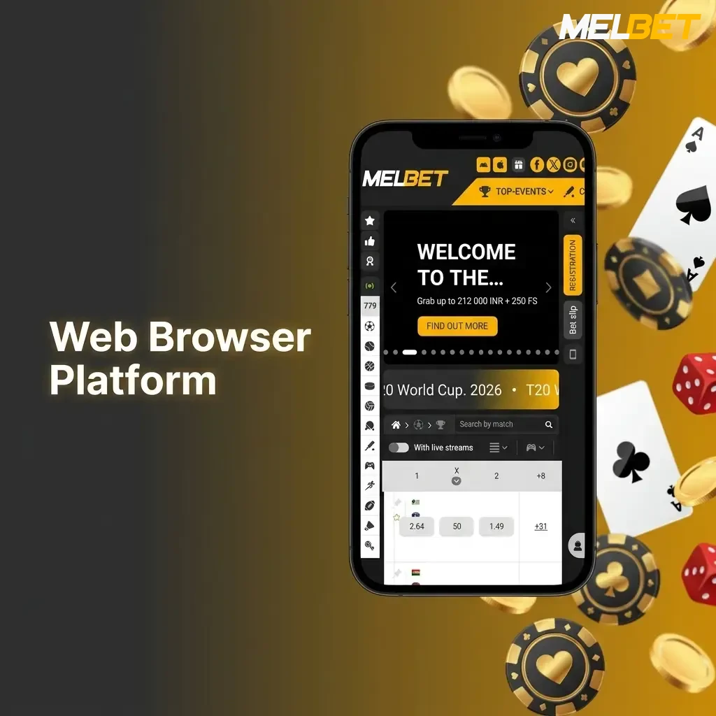 Mobile web browser platform for an Indian online casino and sportsbook, comparing features with the app.